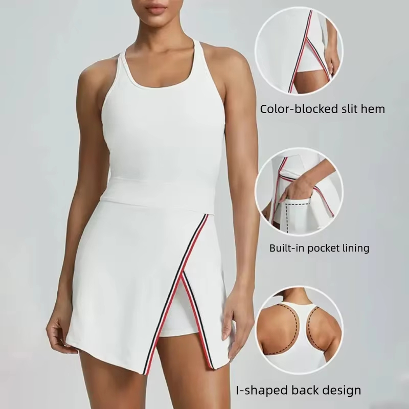 Yoga Fitness Dress - تنورة رياضية جديدة بألوان متباينة للصالات